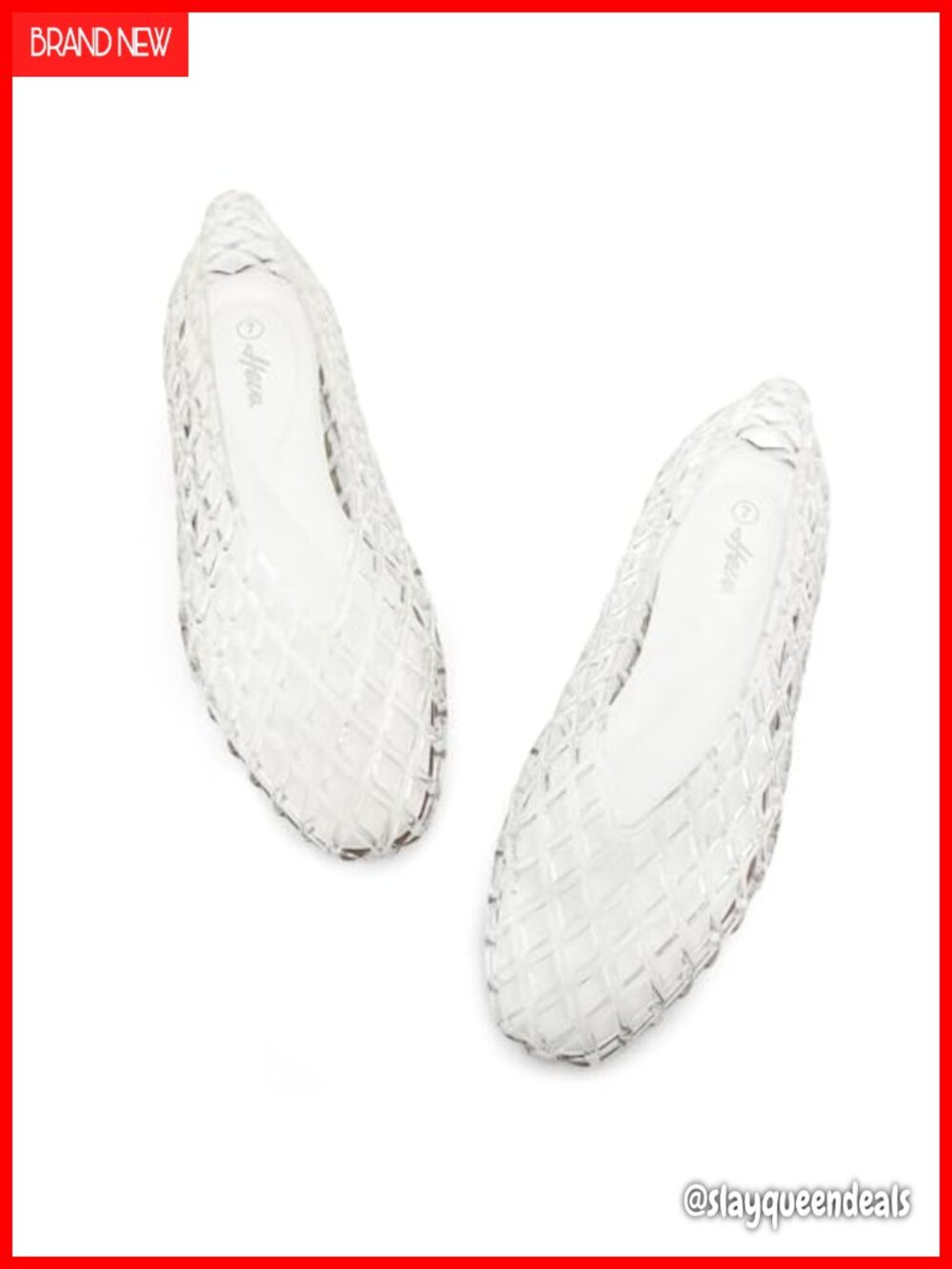 Women's Jelly Mesh Flats Breathable Clear Hollow Ballet Sandals Slip-on